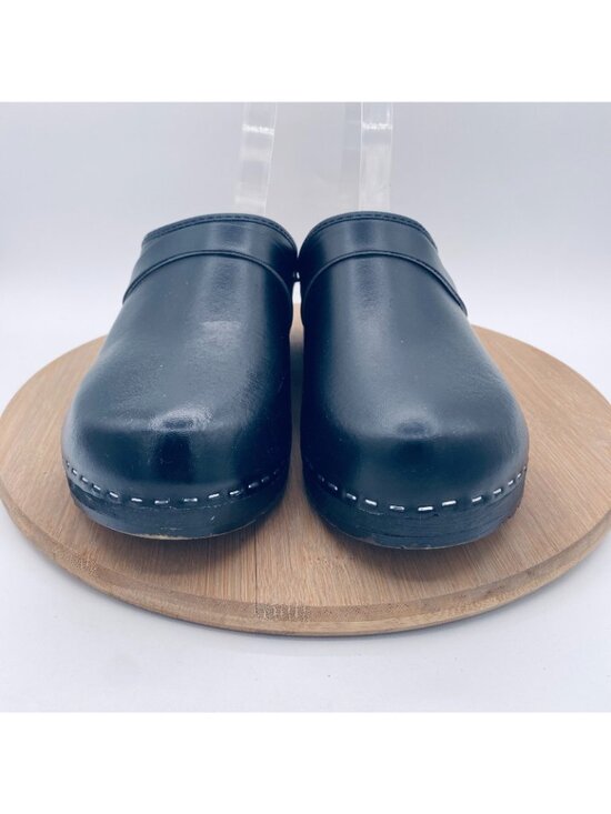 Sakne Toffeln Swedish Wooden Clogs Mens 11 44 Black Leather Comfort Mules main image 4